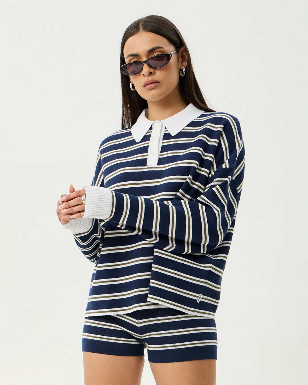 Delta - Recycled Knit Shirt - Navy Stripe - Image 3
