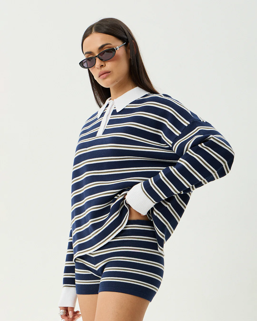 Delta - Recycled Knit Shirt - Navy Stripe - Image 4