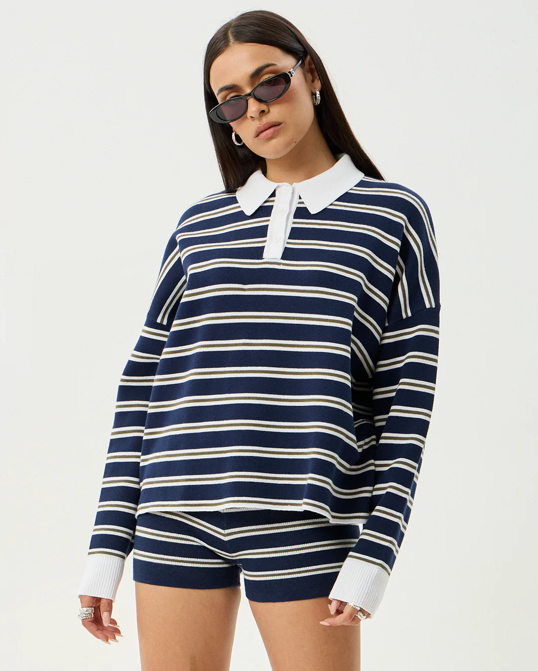 Delta - Recycled Knit Shirt - Navy Stripe - Image 9