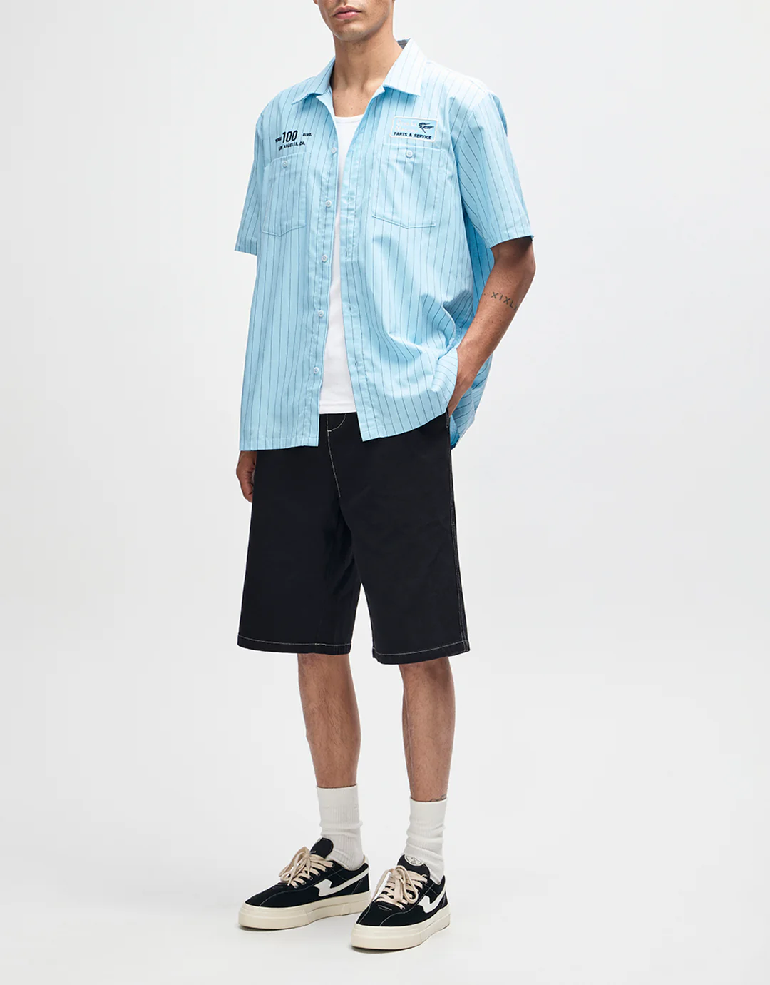 Forecourt Stripe Shirt - Sky Blue - Image 3