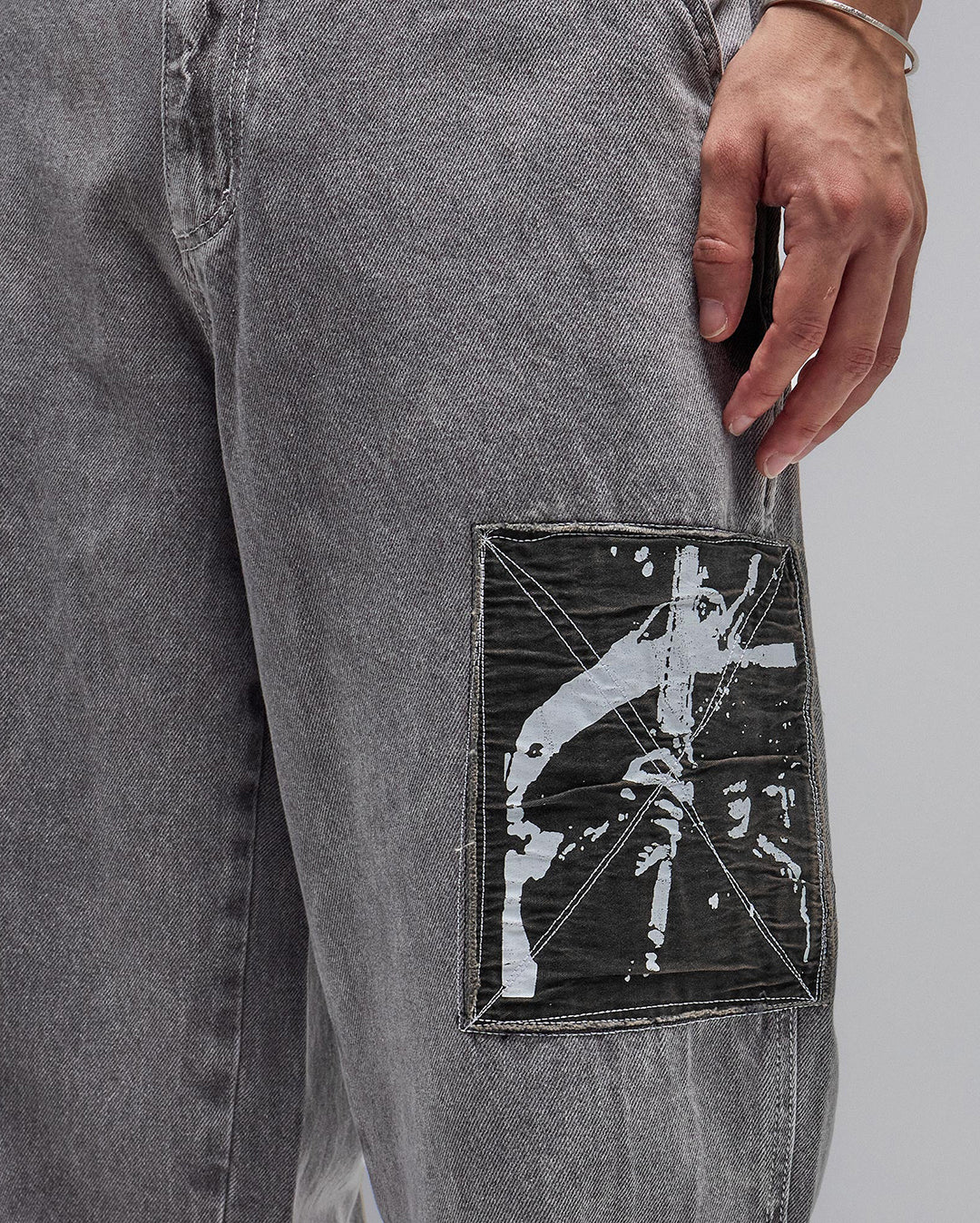 Distend Denim Pant - Washed Grey - Image 6