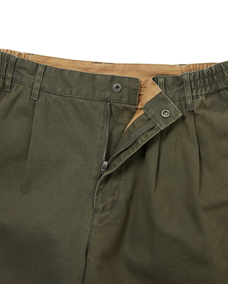 Double Pleated Wide Pant - Dark Olive - Image 2