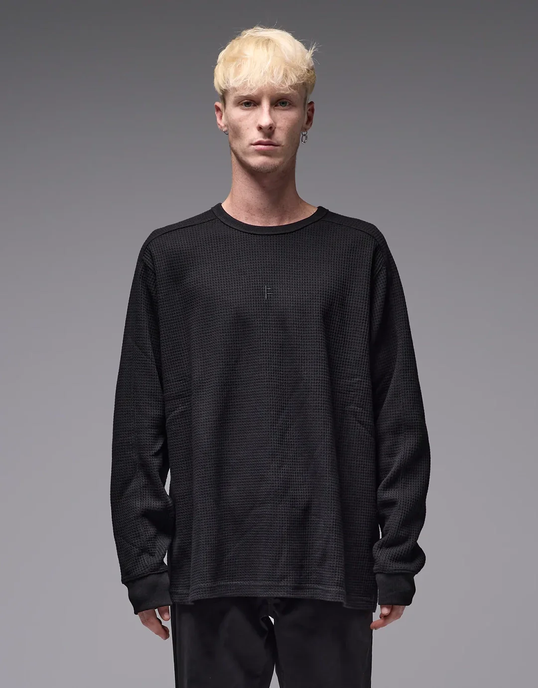 Franchise Waffle Long Sleeve T-Shirt - Black