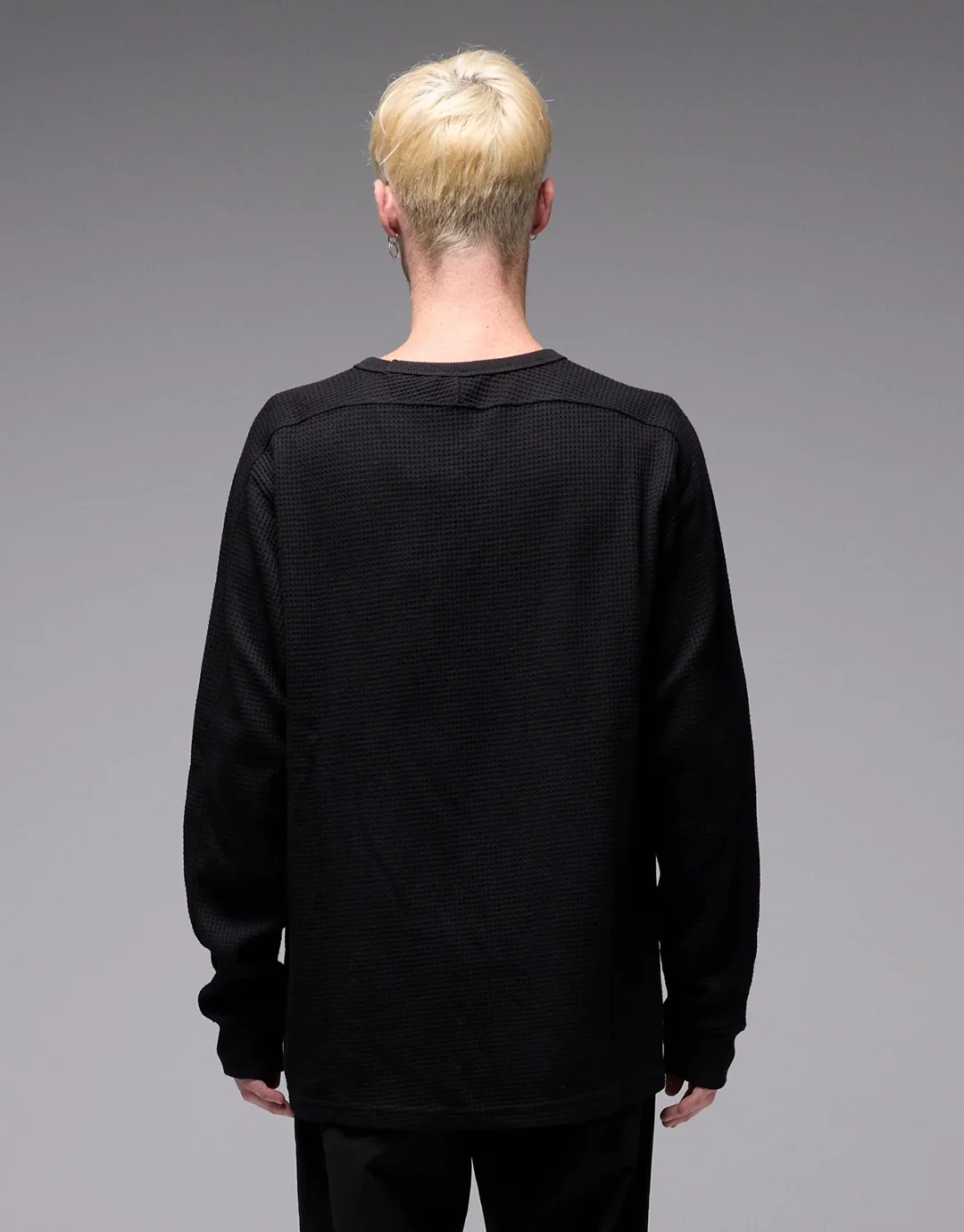 Franchise Waffle Long Sleeve T-Shirt - Black - Image 2