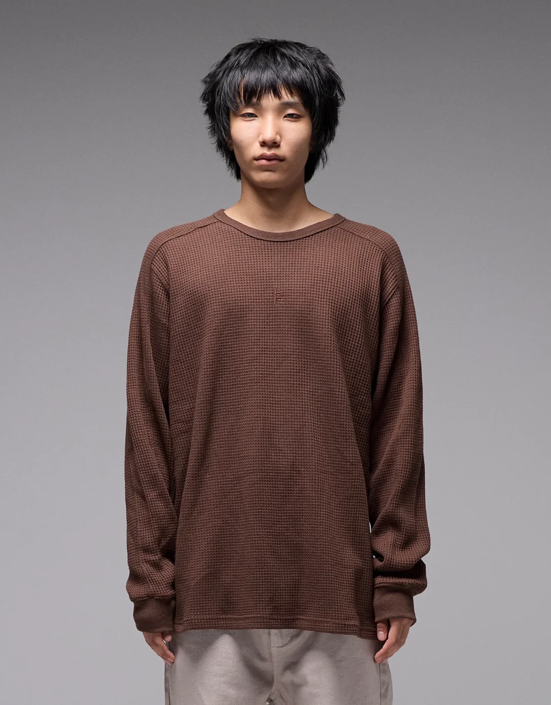 Franchise Waffle Long Sleeve T-Shirt - Chocolate