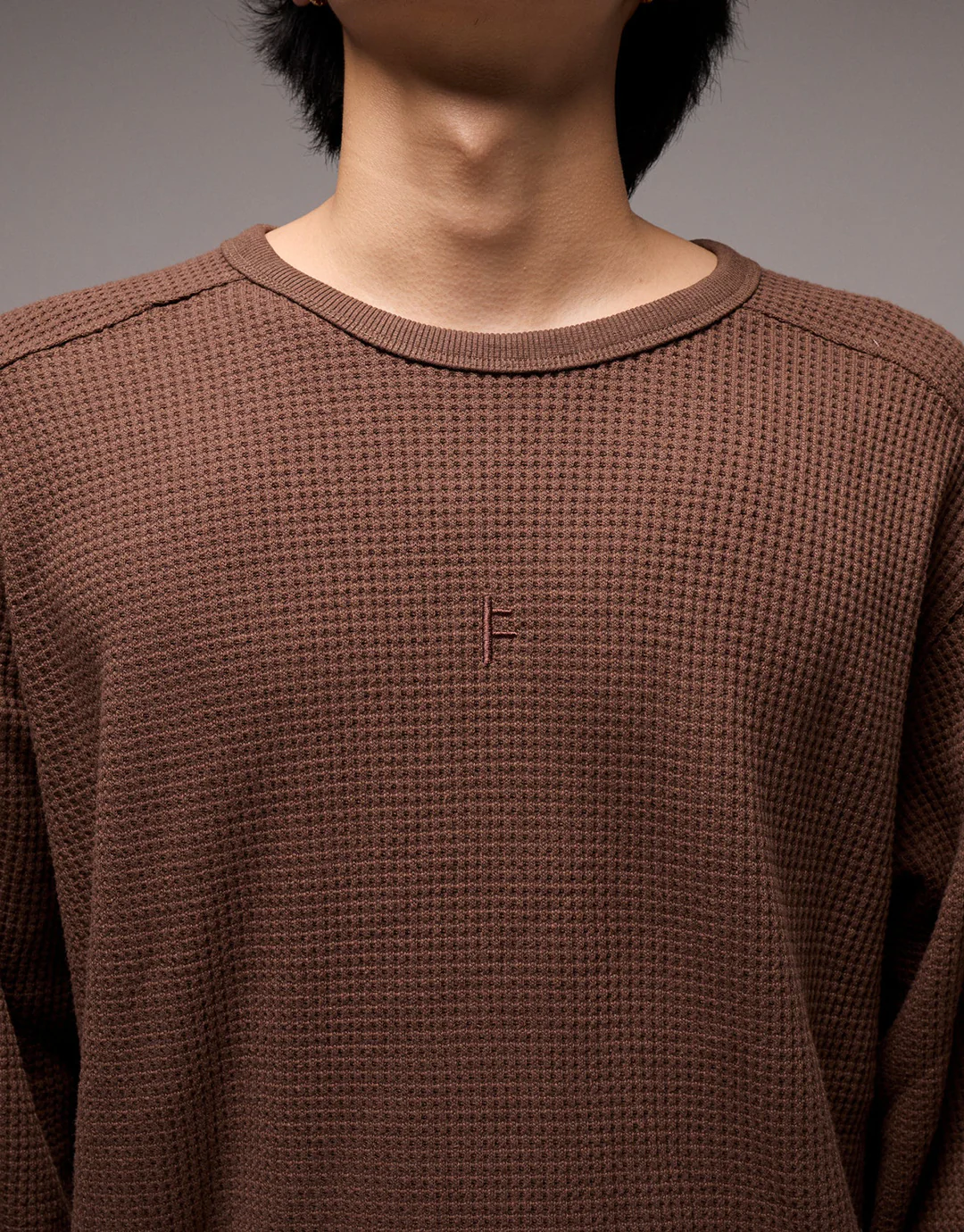 Franchise Waffle Long Sleeve T-Shirt - Chocolate - Image 3