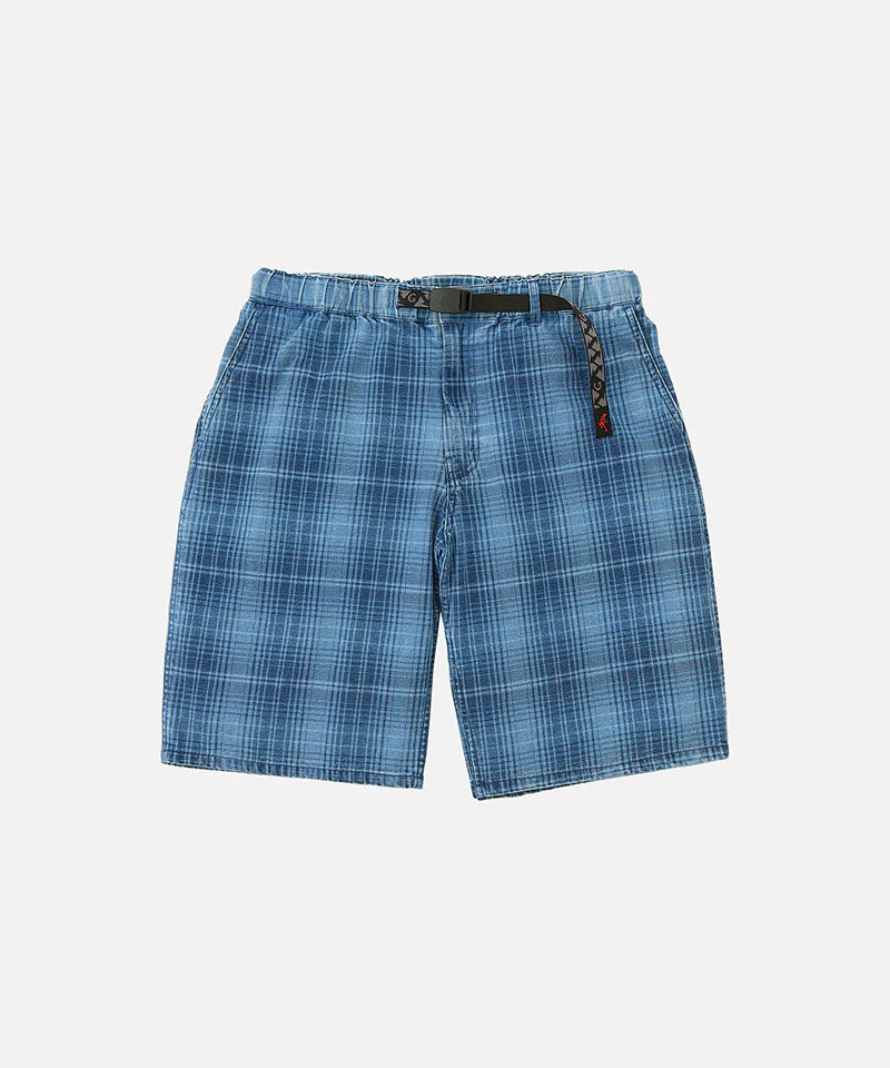 Lagoon Denim Plaid Shorts - Indigo Checkered Plaid