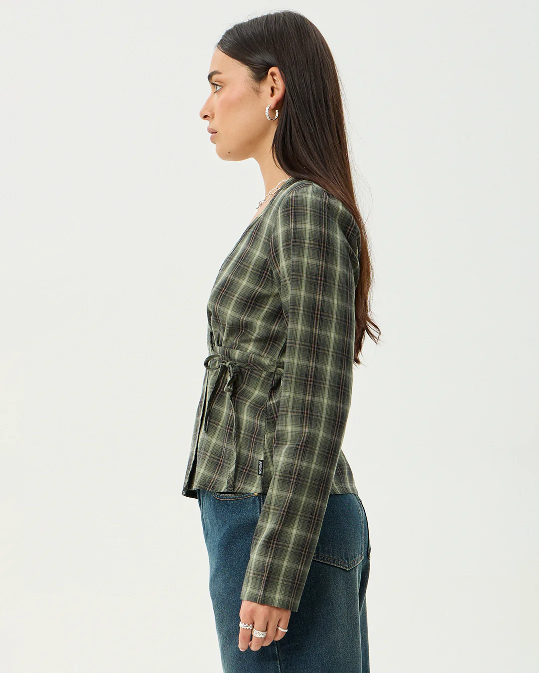 Jonah - Recycled Long Sleeve Top - Deep Olive Check - Image 5