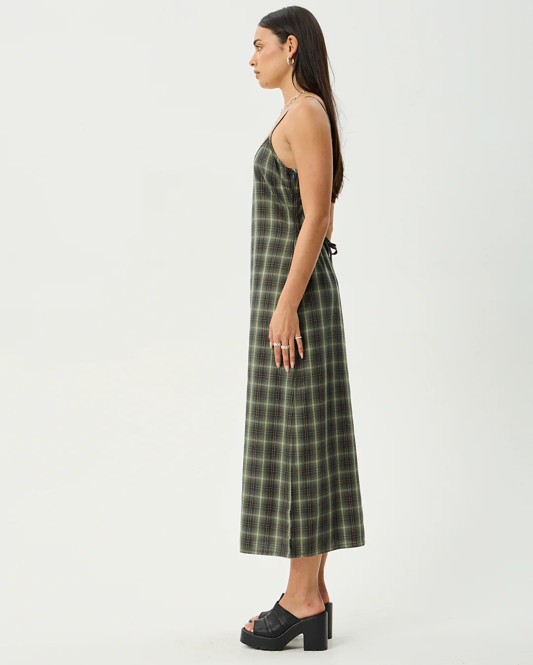 Jonah Valley - Recycled Maxi Dress - Deep Olive Check - Image 6