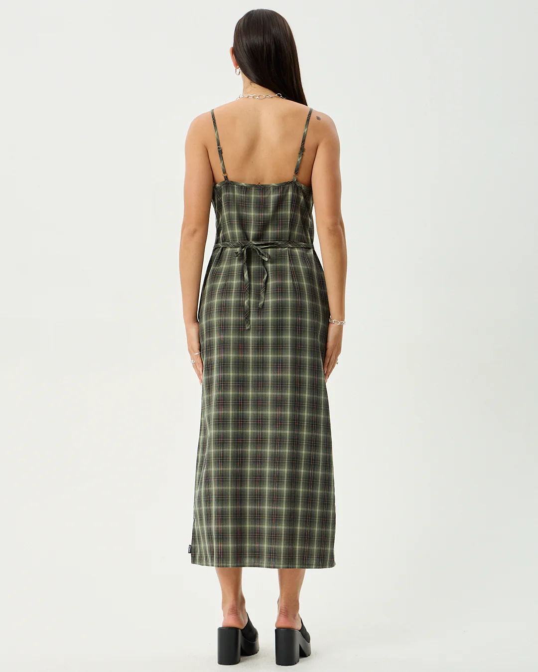 Jonah Valley - Recycled Maxi Dress - Deep Olive Check - Image 7