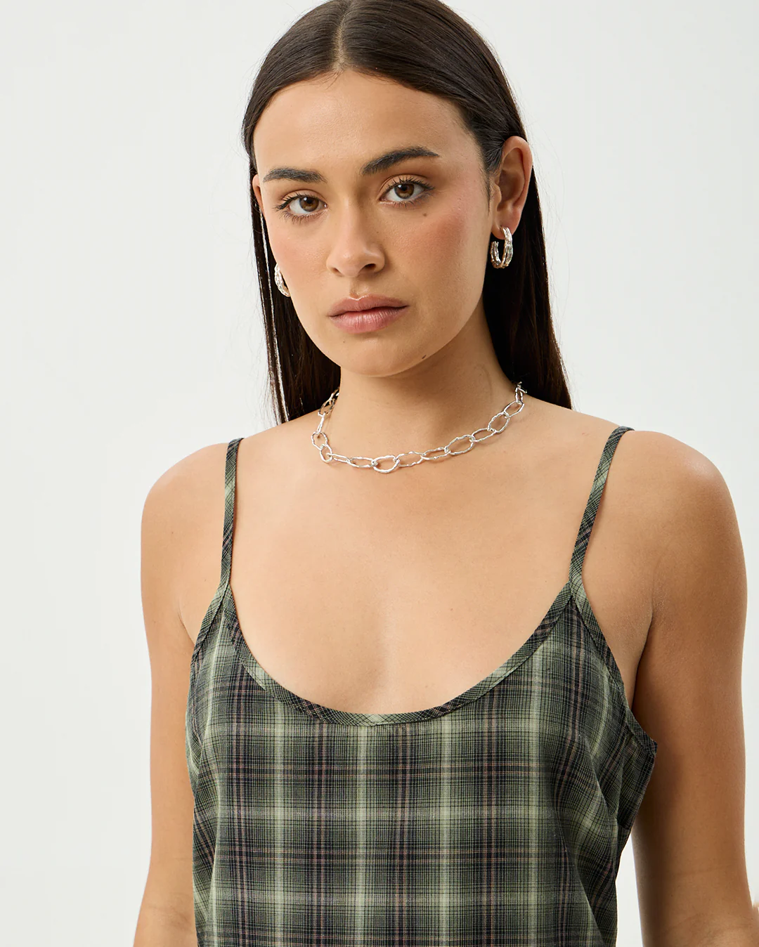 Jonah Valley - Recycled Maxi Dress - Deep Olive Check - Image 8