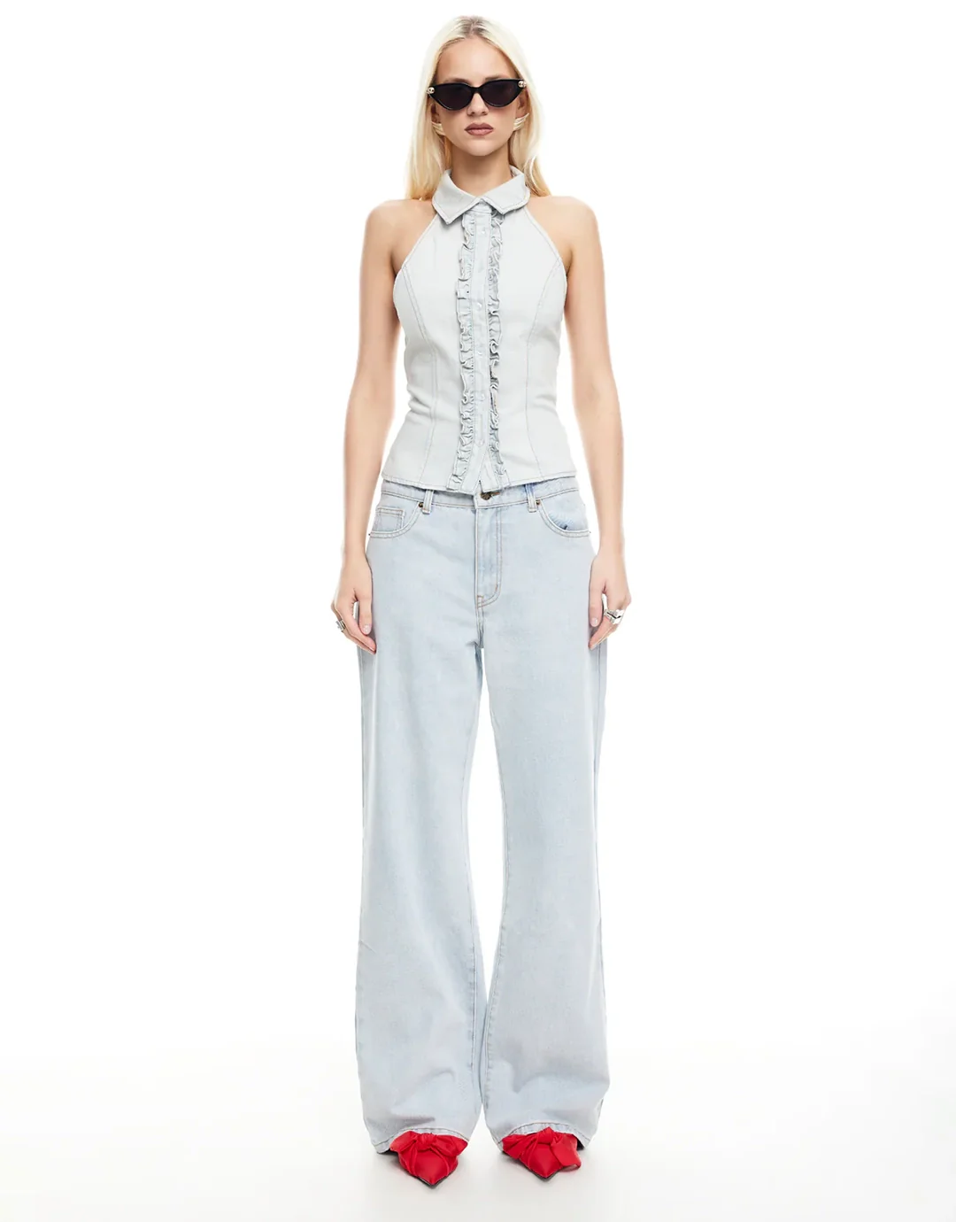 Afterglow Halter Top - Light Denim
