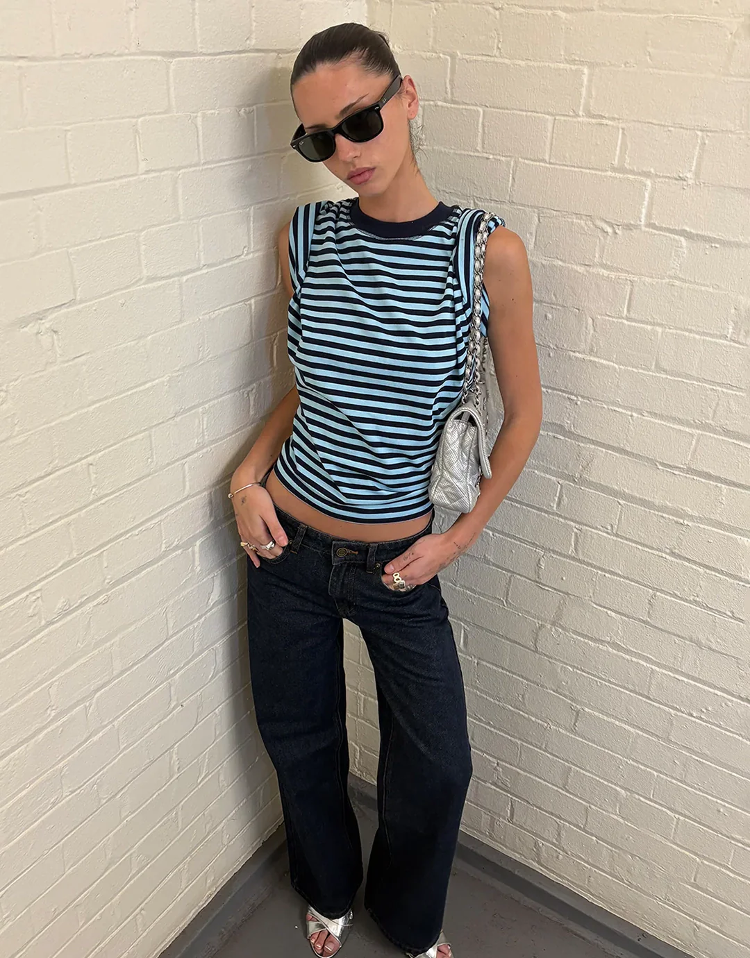 Bloom Short Sleeve Top - Navy Sea Stripe - Image 2