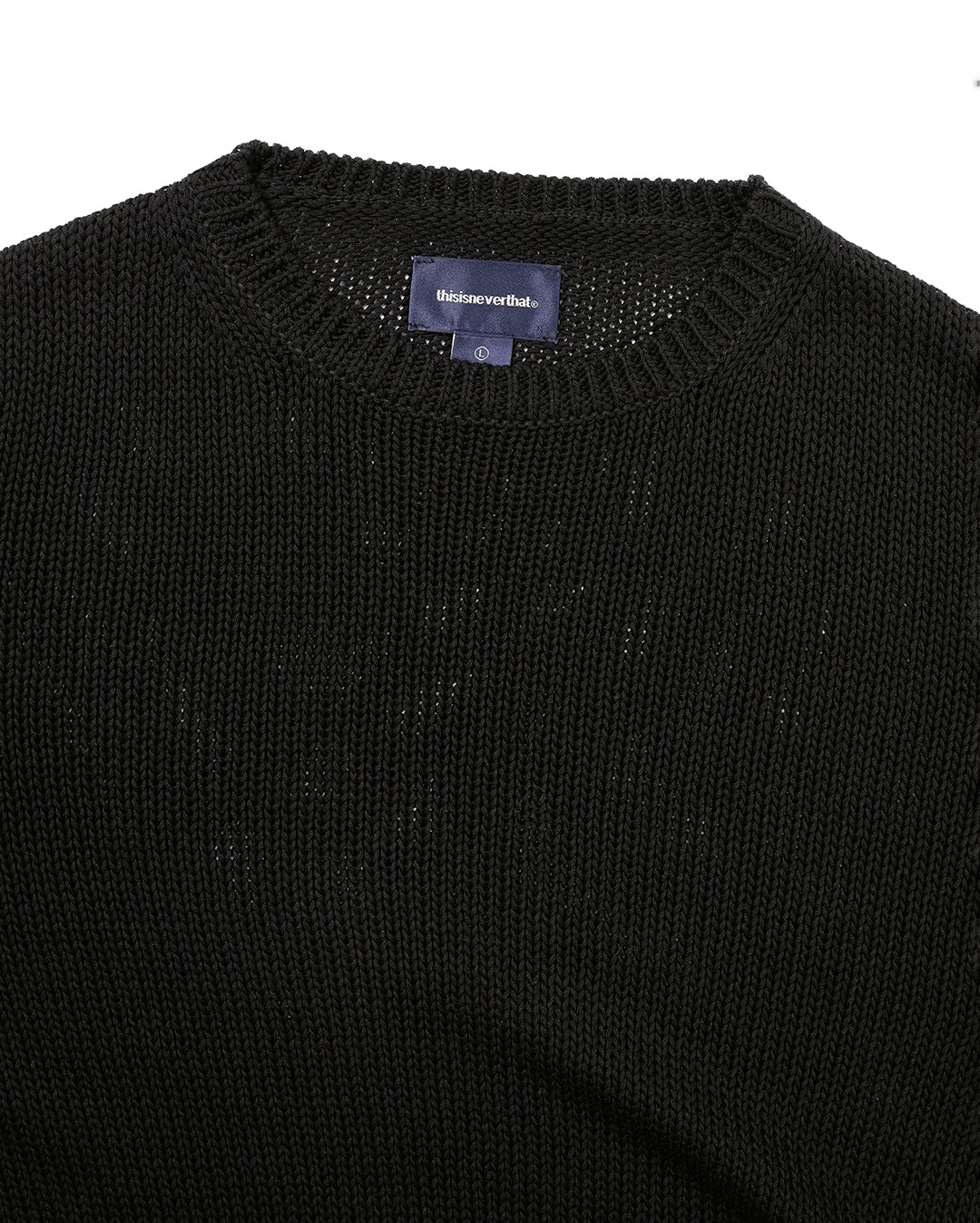 Loose Gauge Knit Crew - Black - Image 3
