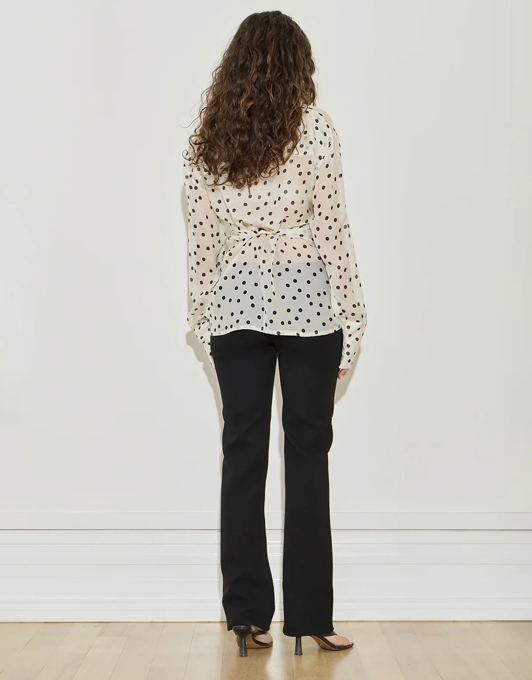 Wrap Shirt - Cream and Black Polka Dot - Image 3