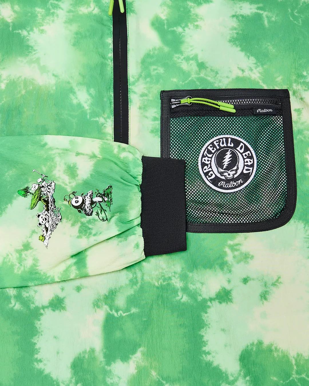 Grateful Dead Cascade Windshirt - Green Tie Dye - Image 4