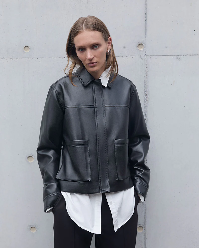 Maude Vegan Leather Jacket - Black