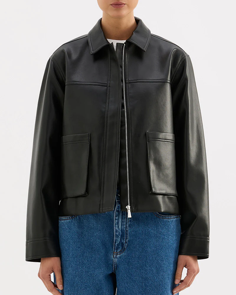 Maude Vegan Leather Jacket - Black - Image 3