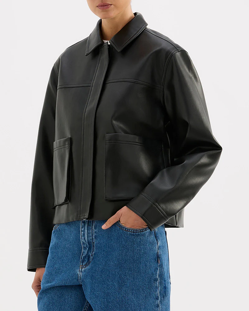 Maude Vegan Leather Jacket - Black - Image 4
