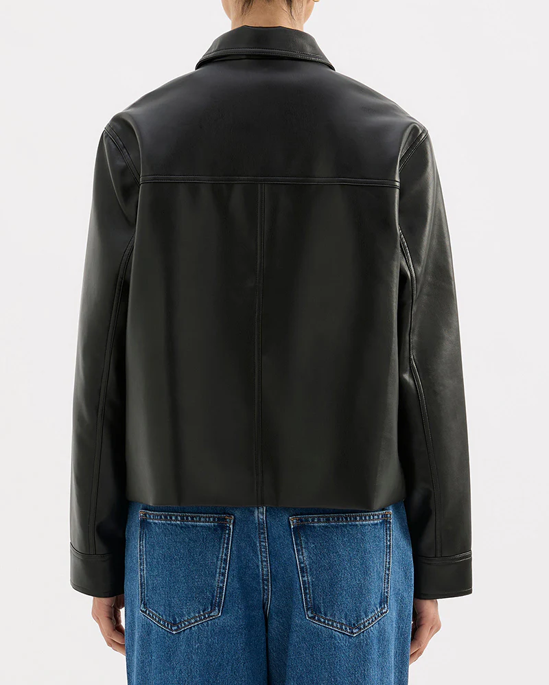 Maude Vegan Leather Jacket - Black - Image 5