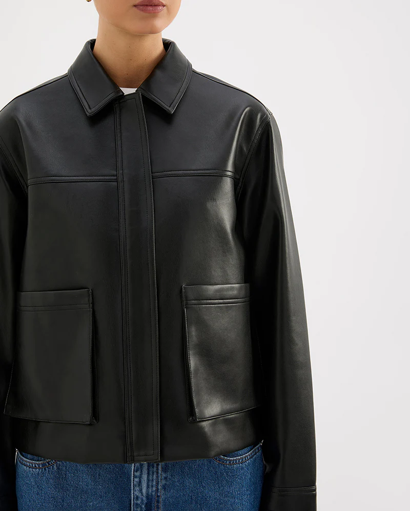 Maude Vegan Leather Jacket - Black - Image 6