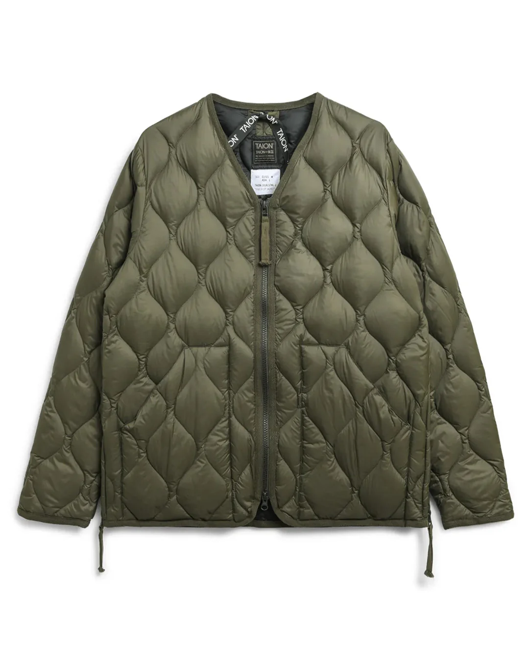 Military V-Neck W-Zip Down Jacket - D.Olive - Image 5