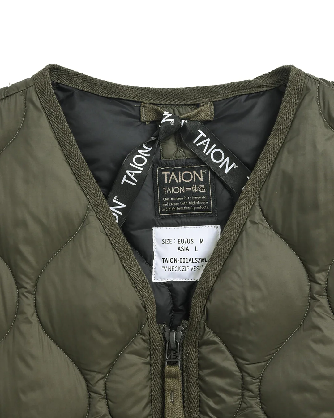 Military V-Neck W-Zip Down Jacket - D.Olive - Image 6