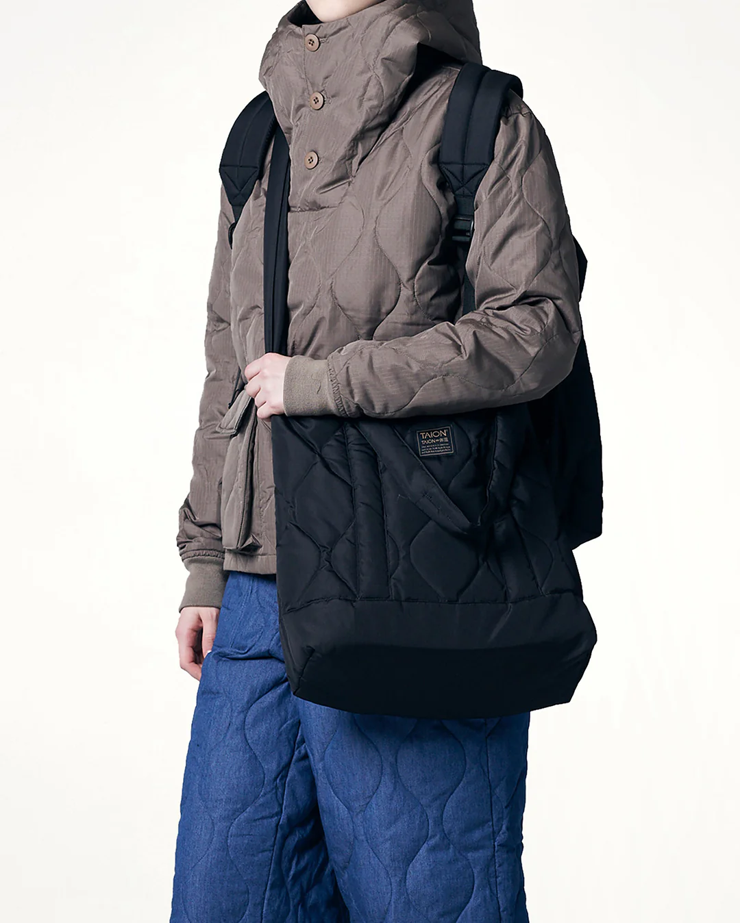 Military Zip Top Tote Down Bag M - Black - Image 2