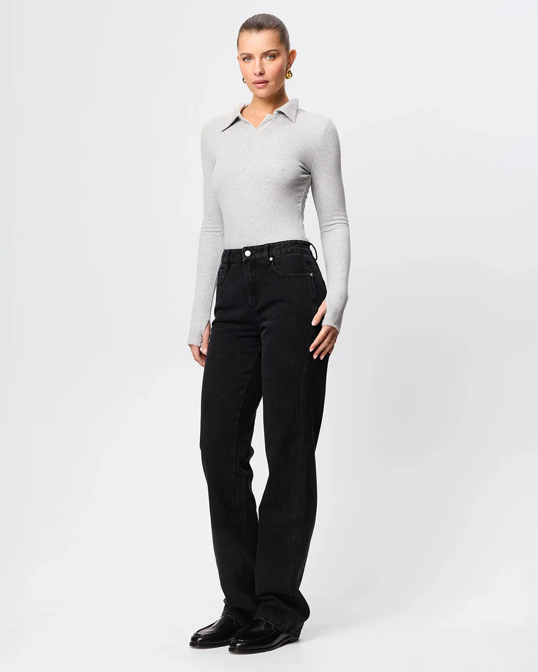 Florence Polo Top - Grey Marle - Image 4