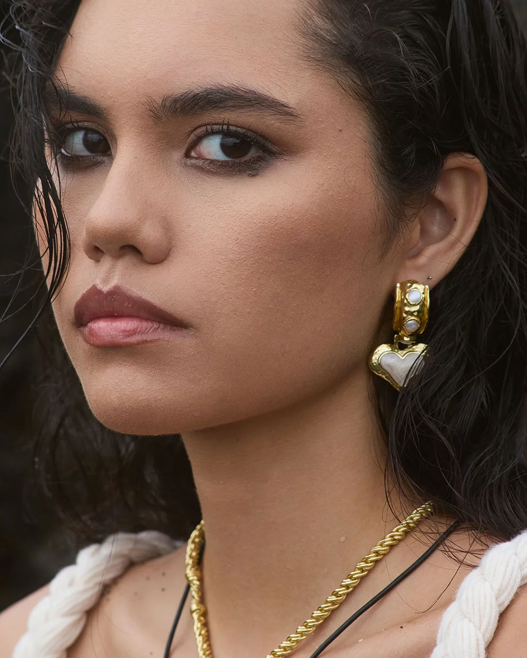 Elena Earrings - Gold Pearl