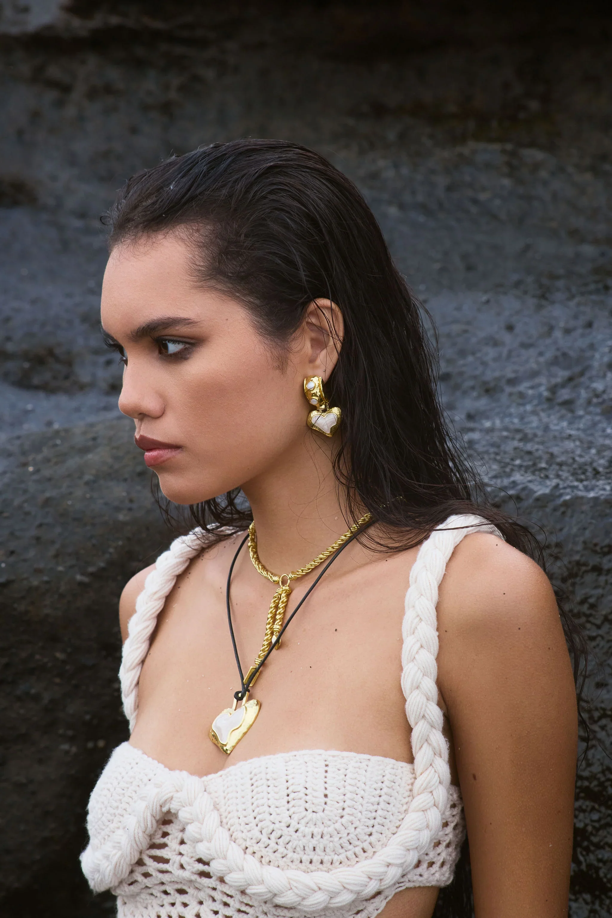 Elena Earrings - Gold Pearl - Image 2