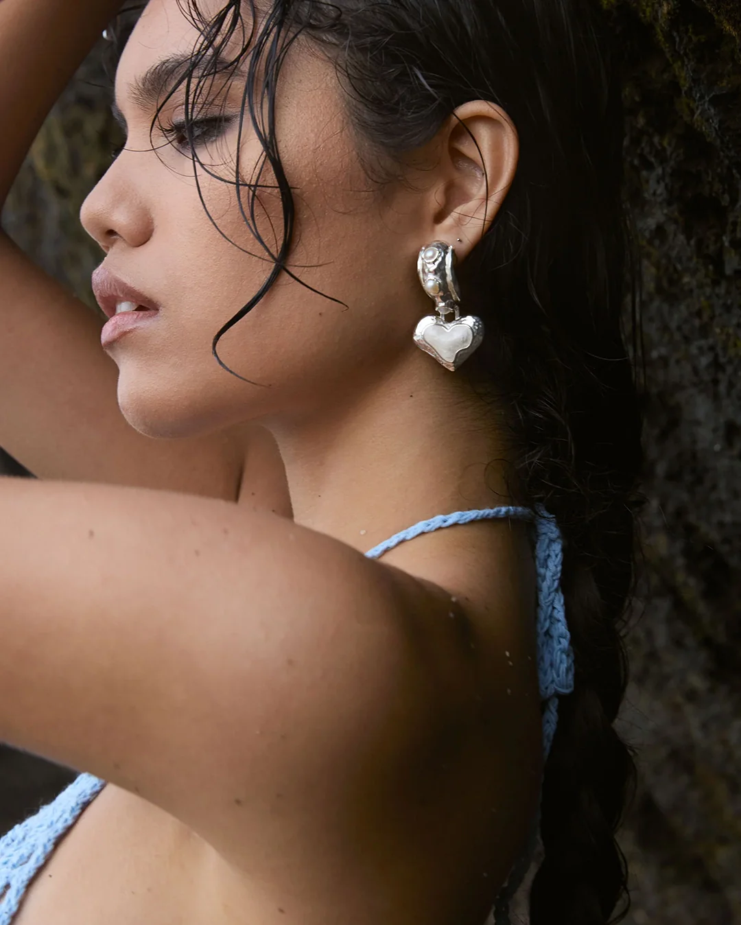 Elena Earrings - Silver Pearl - Image 3