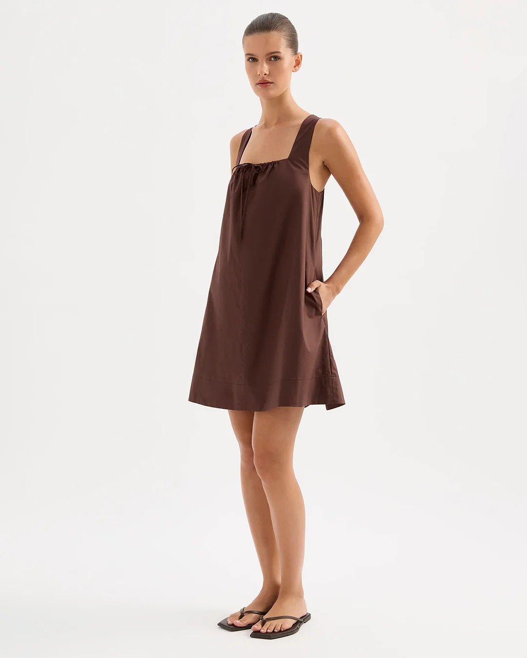 Alexis Mini Dress - Chocolate - Image 3