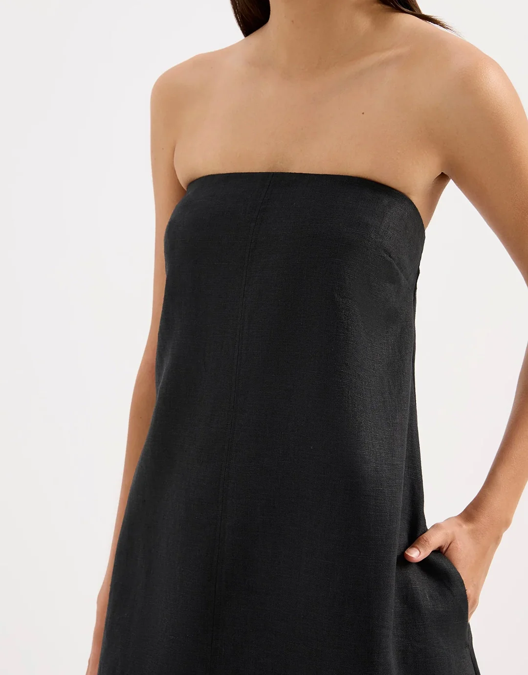 Elyse Linen Mini Dress - Black - Image 6