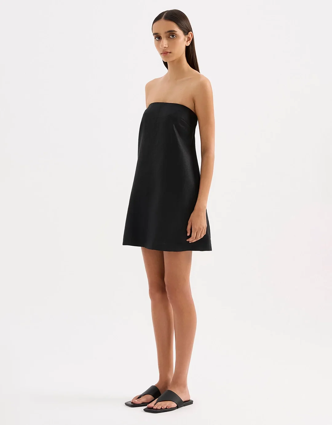 Elyse Linen Mini Dress - Black - Image 8