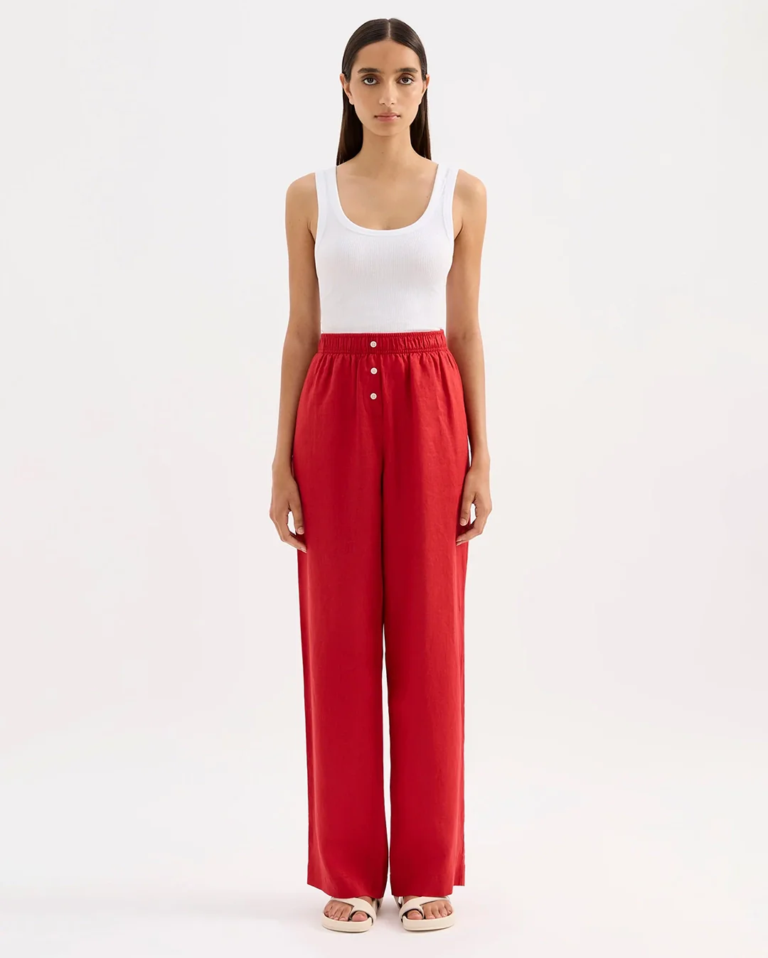 Lounge Linen Pant - Vermillion - Image 3