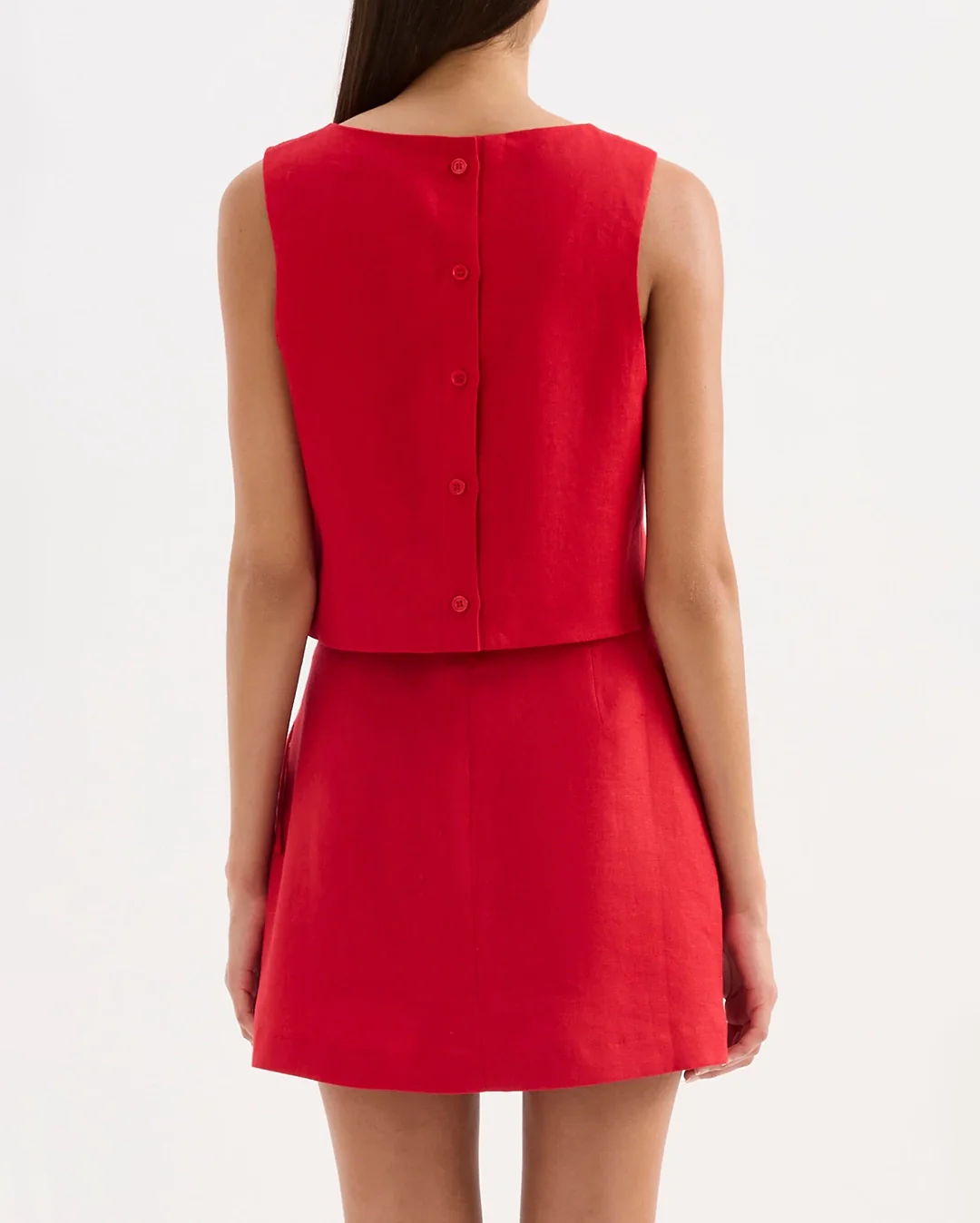 Marli Linen Top - Vermillion - Image 4