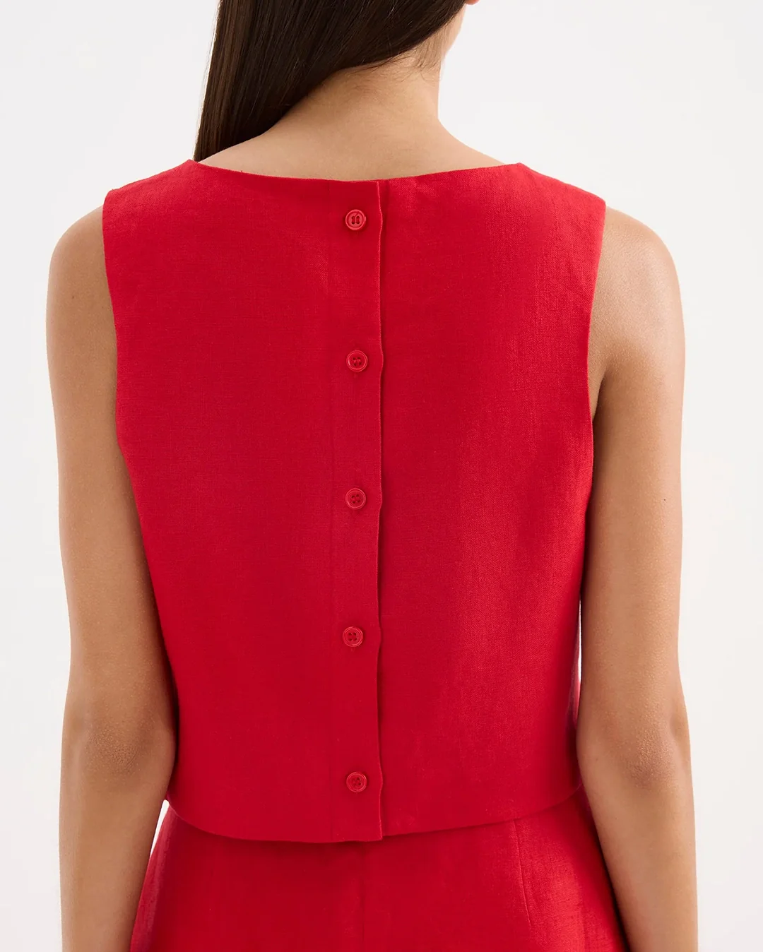 Marli Linen Top - Vermillion - Image 5