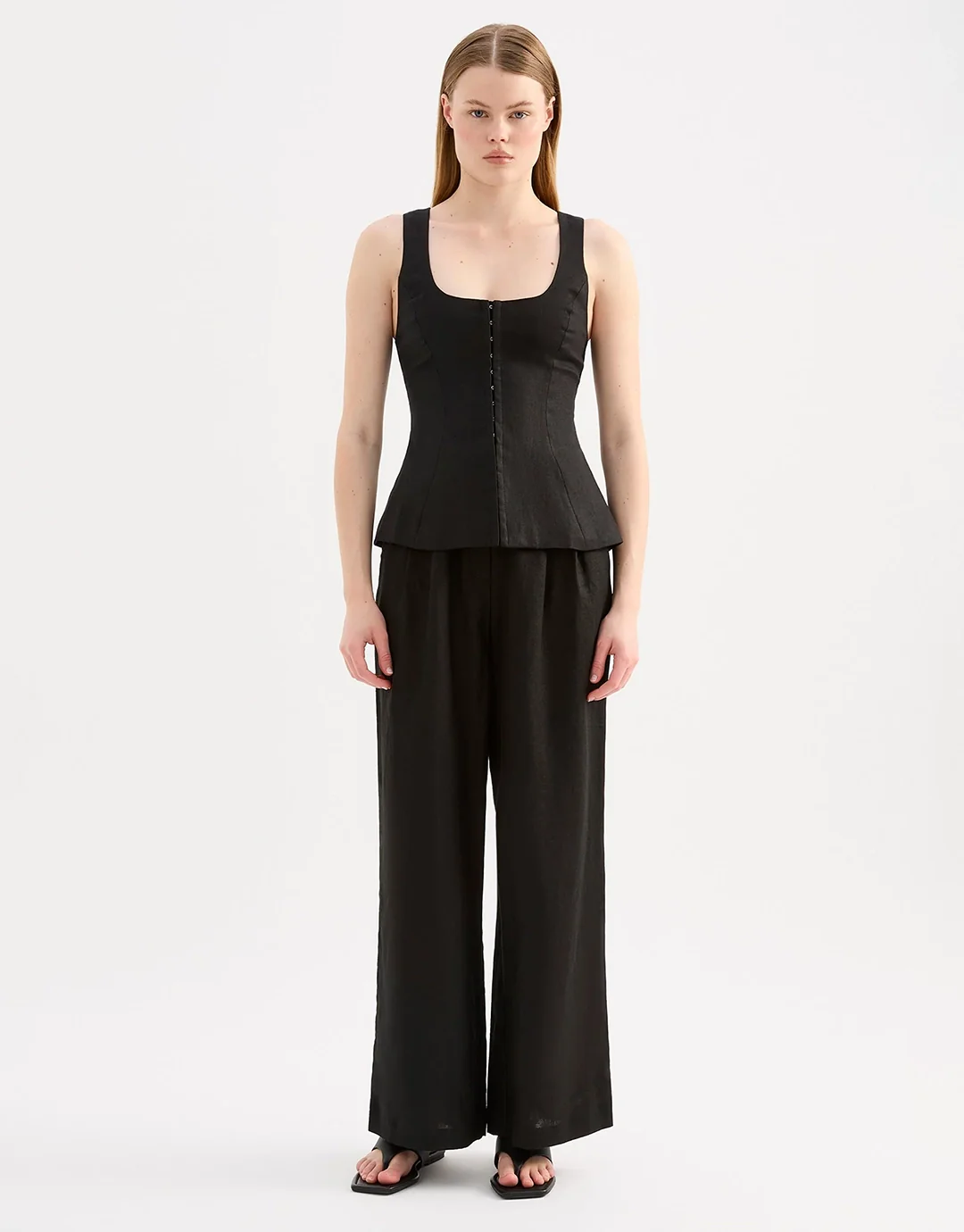 Quinn Linen Vest - Black
