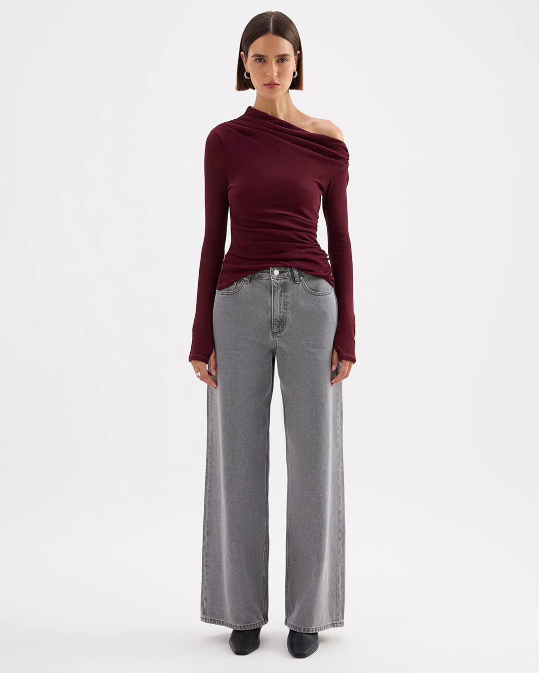 Rue Mesh LS Top - Merlot