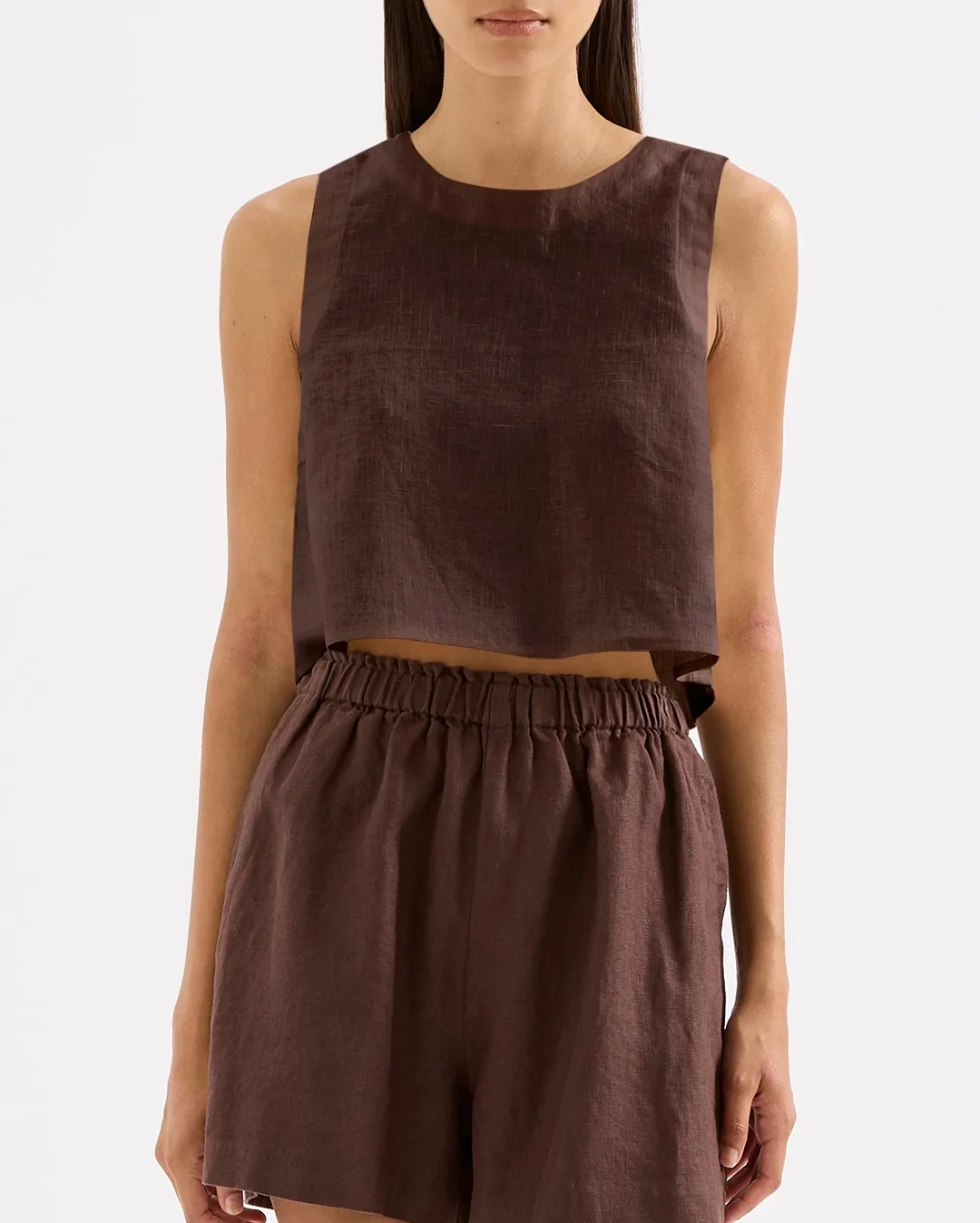Sian Linen Top - Chocolate - Image 2
