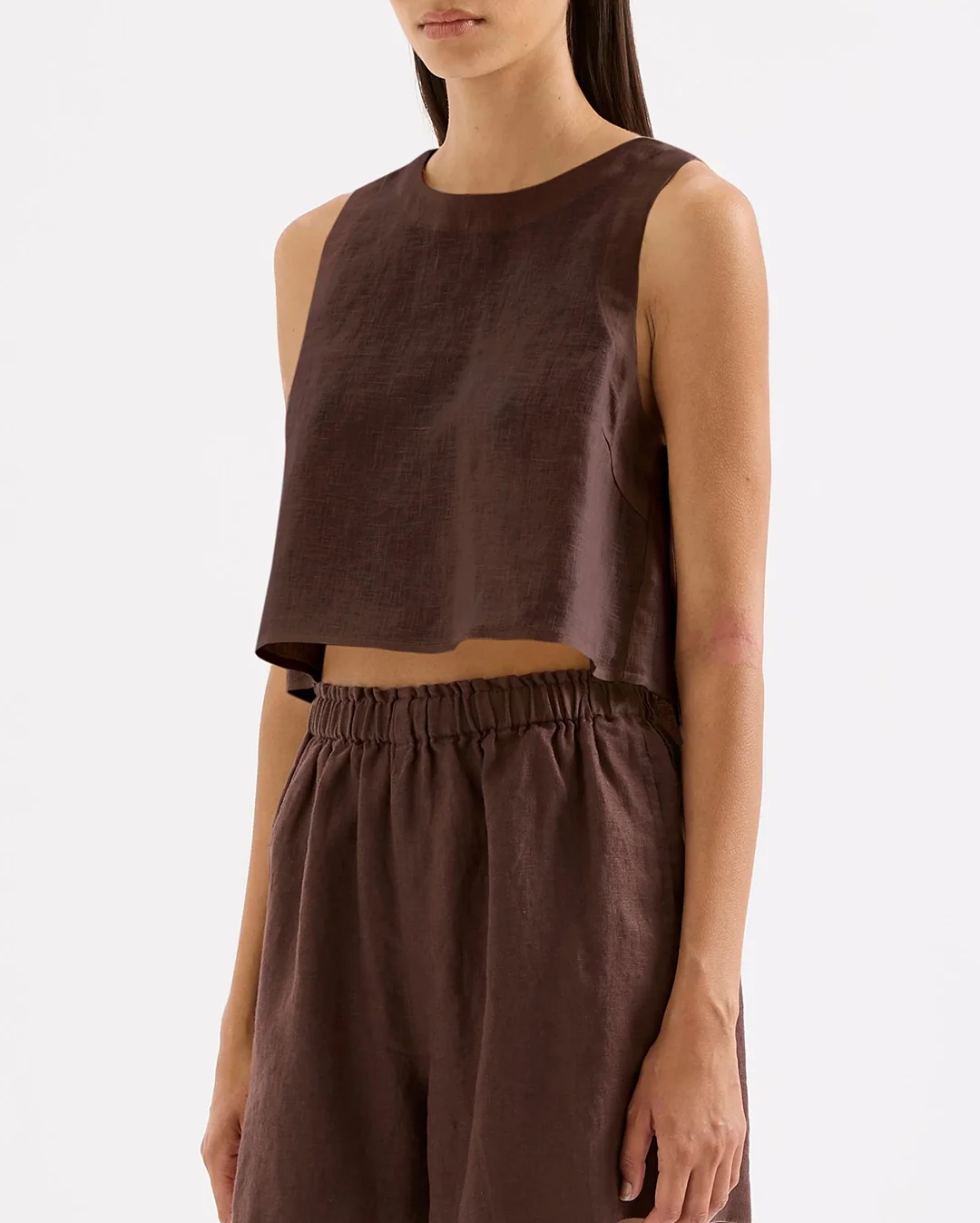 Sian Linen Top - Chocolate - Image 3