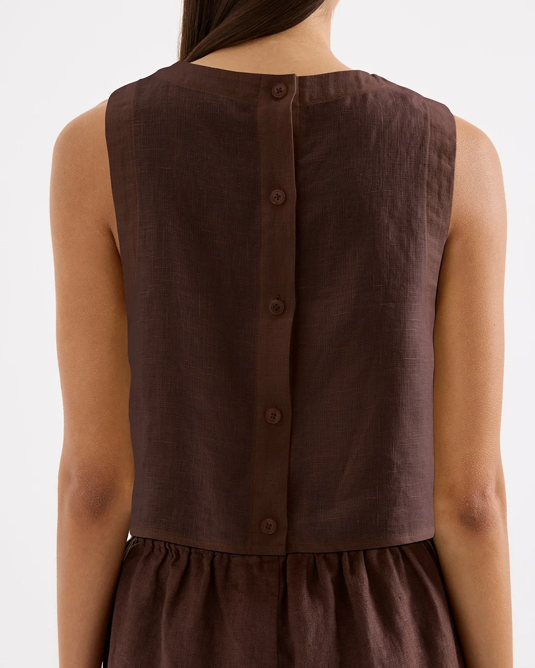 Sian Linen Top - Chocolate - Image 5