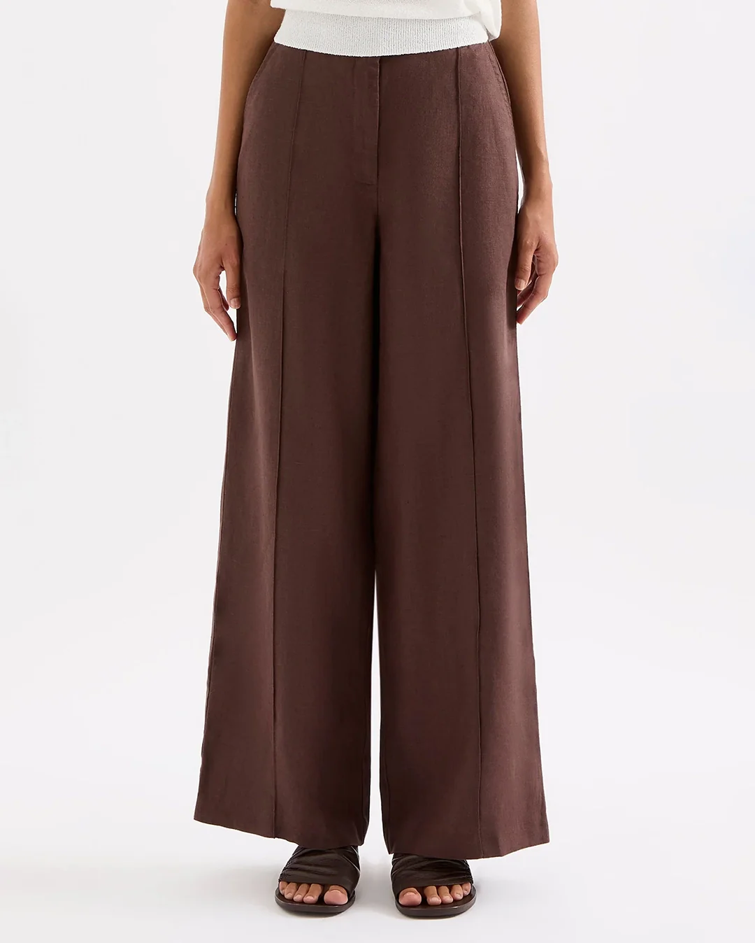 Theo Linen Pant - Chocolate