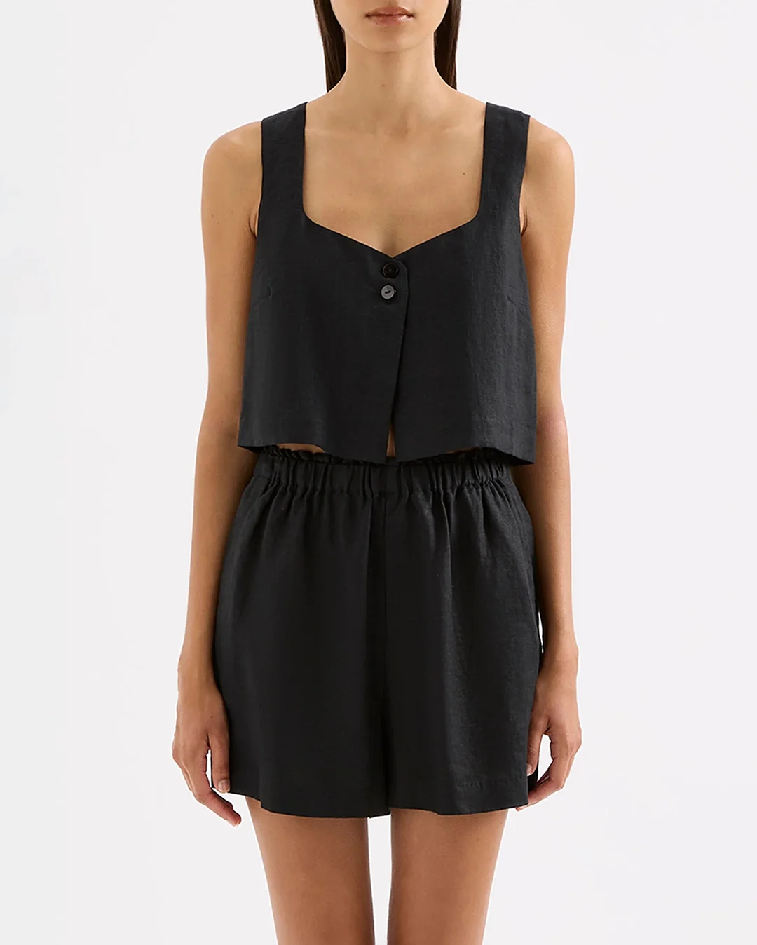 Theo Linen Top - Black - Image 2