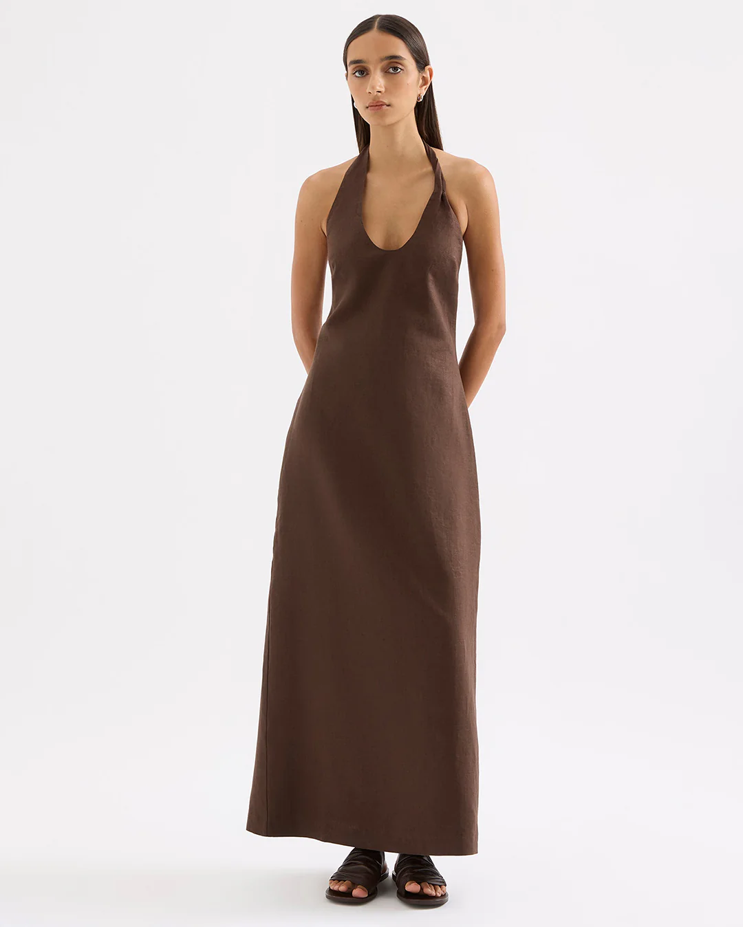 Zayda Linen Dress - Chocolate