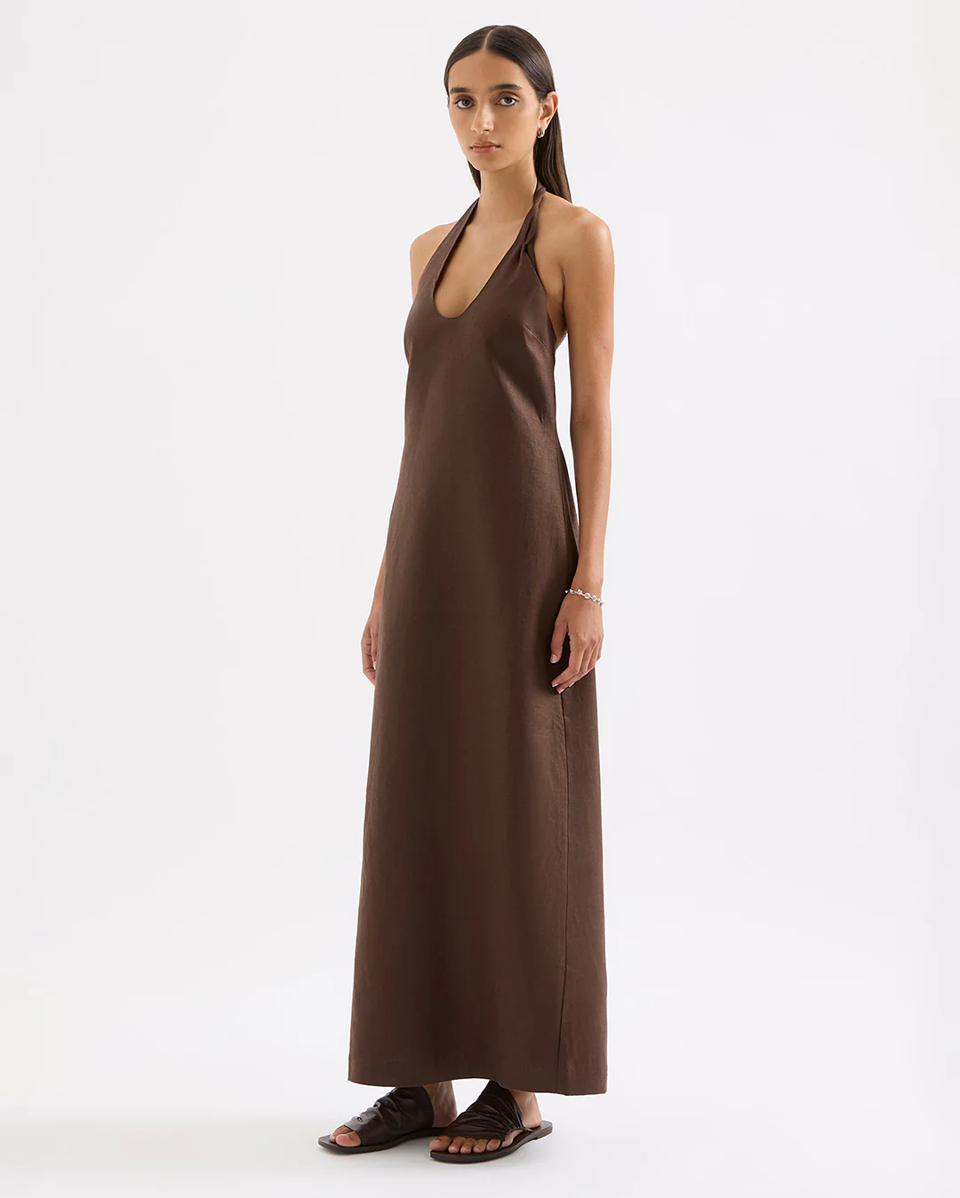 Zayda Linen Dress - Chocolate - Image 4