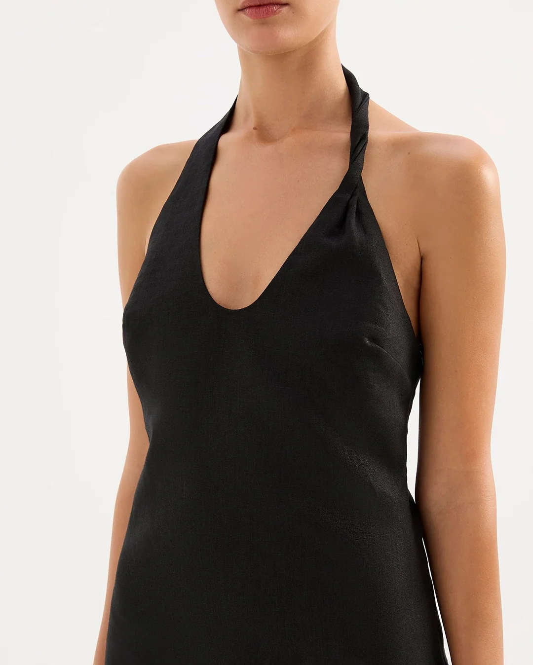 Zayda Linen Mini Dress - Black - Image 5