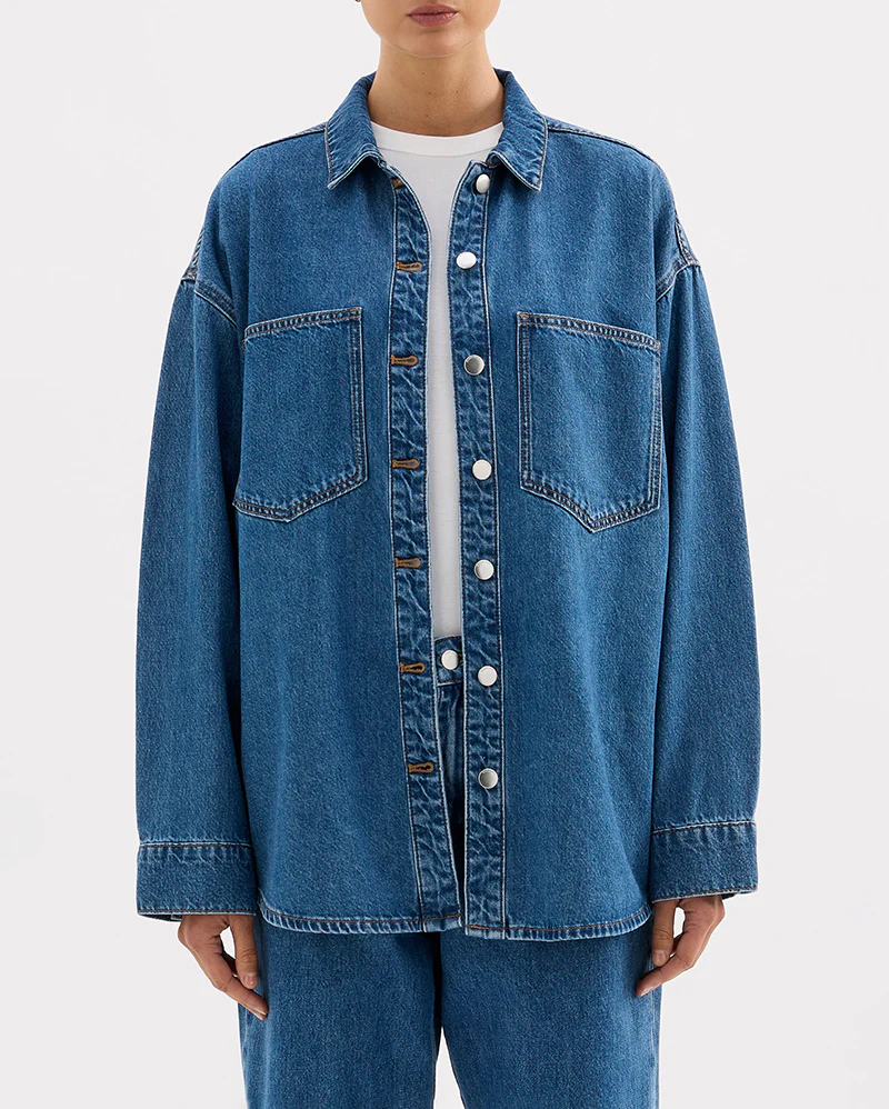 Organic Denim Overshirt - Royal Blue - Image 3