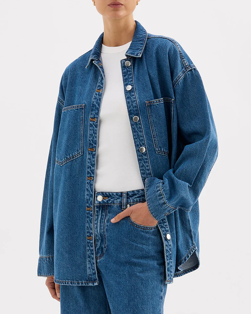 Organic Denim Overshirt - Royal Blue - Image 4